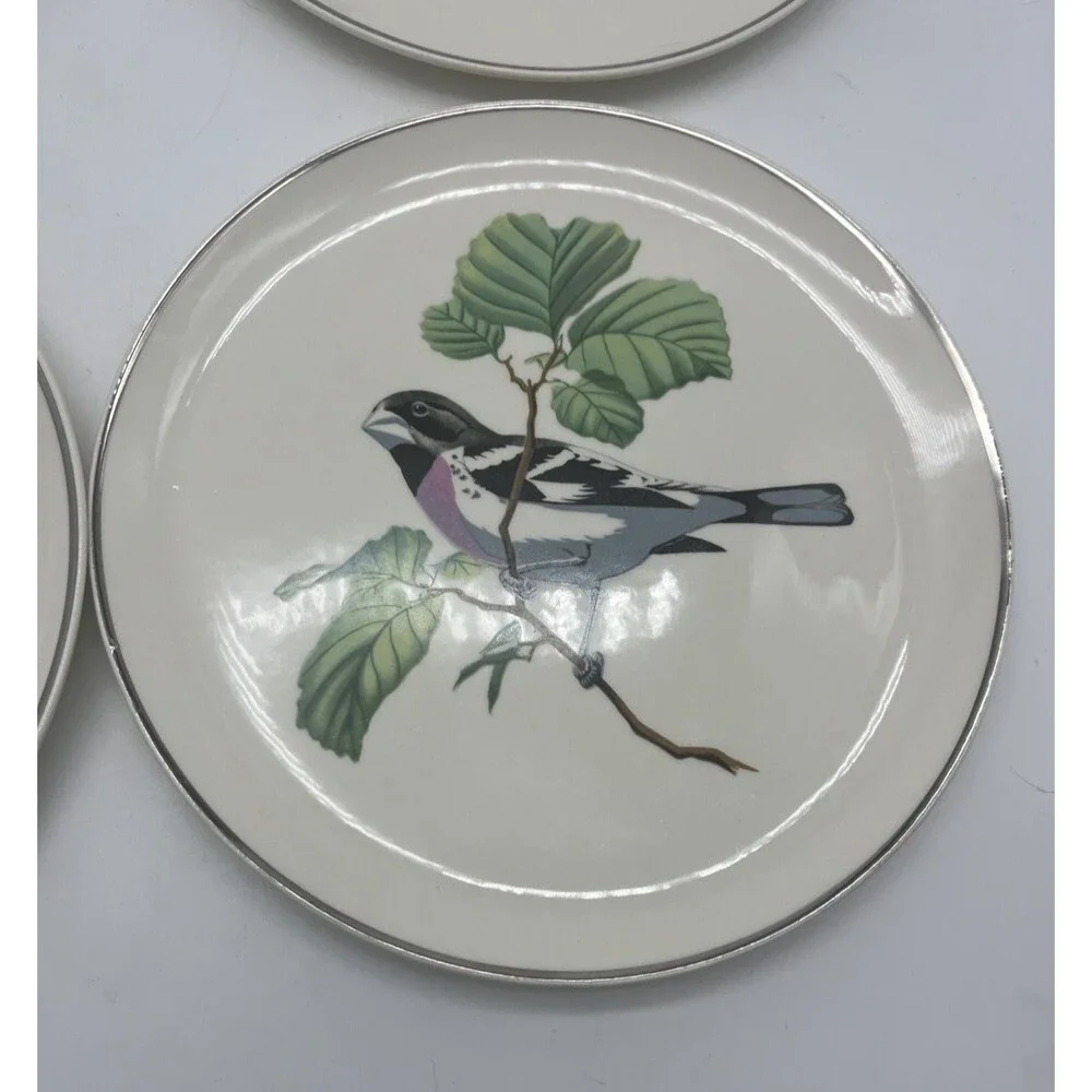 Crooksville USA Songbirds collector plates - Rose-Breasted Grosbeak, Set Of 4